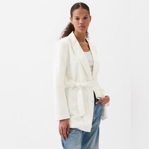 Gap White Linen Cotton Belted Blazer